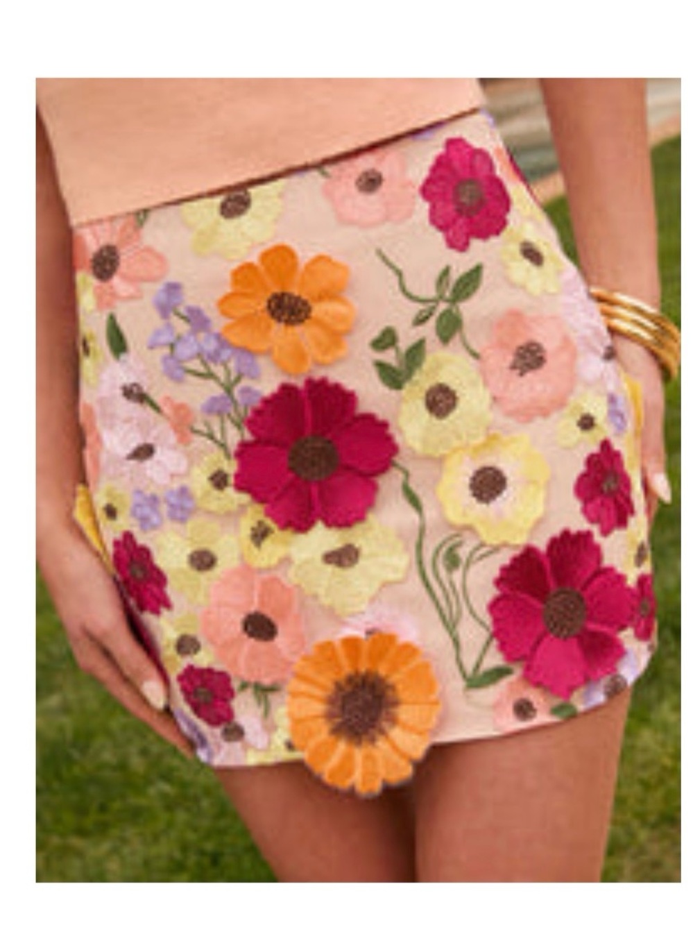 Vici Madeline Textured Floral Mini Skirt - Multi